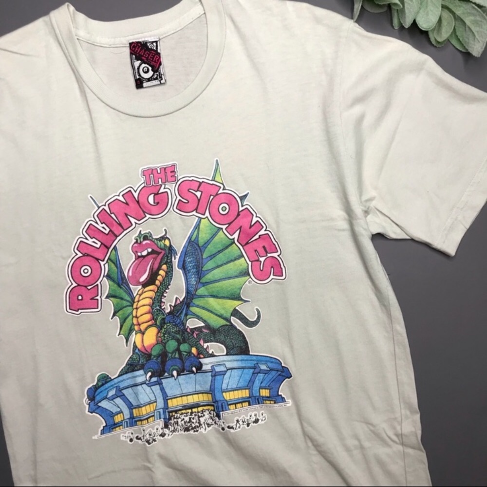 Chaser White Graphic Tee with Pink and Green Accents